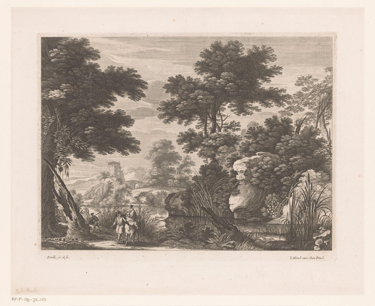 Paisaje fluvial con huida a Egipto de Nicolas Perelle