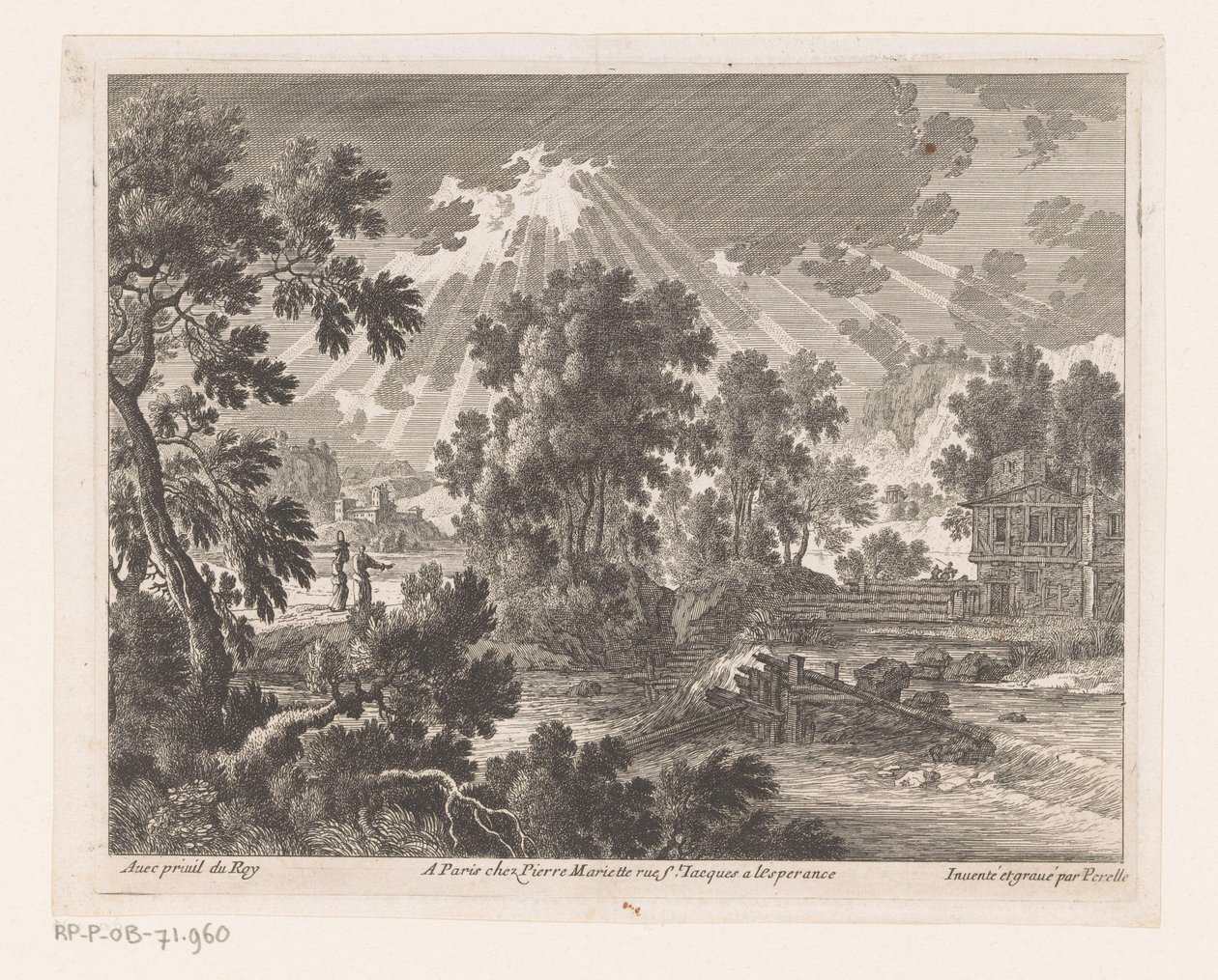 Paisaje soleado con una casa en el río. de Nicolas Perelle