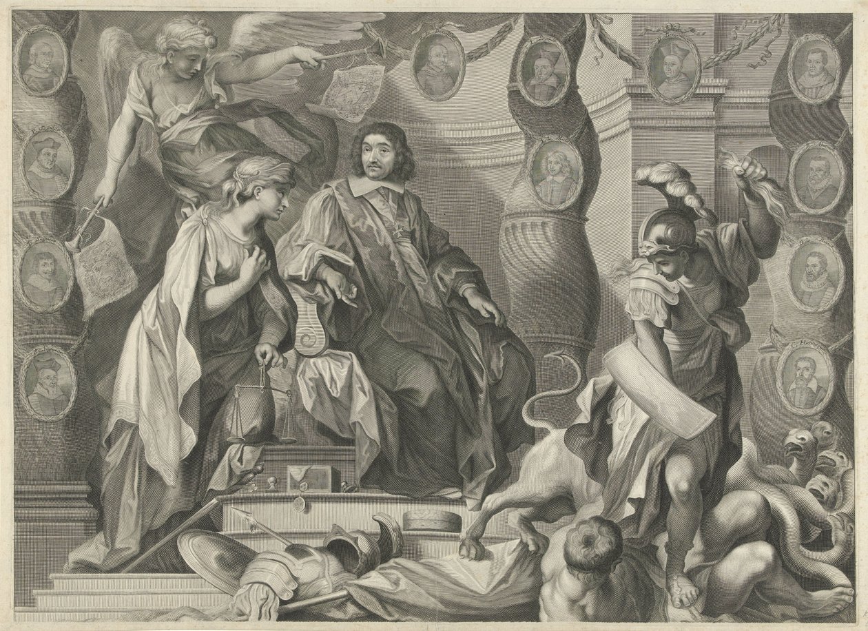 Grabado promocional de Aegidius Le Maistre (1663), parte superior de Nicolas Pitau (I)