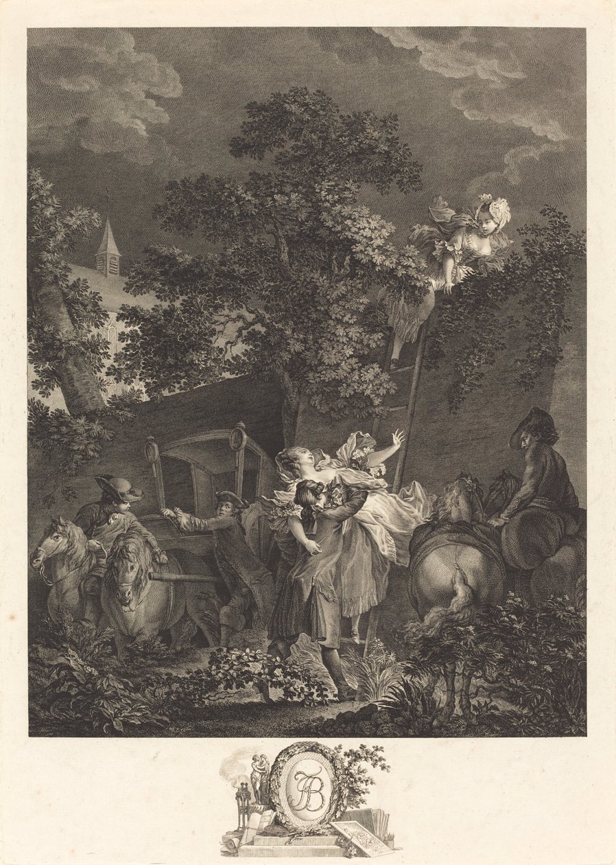 El rapto nocturno de Nicolas Ponce after Pierre Antoine Baudouin