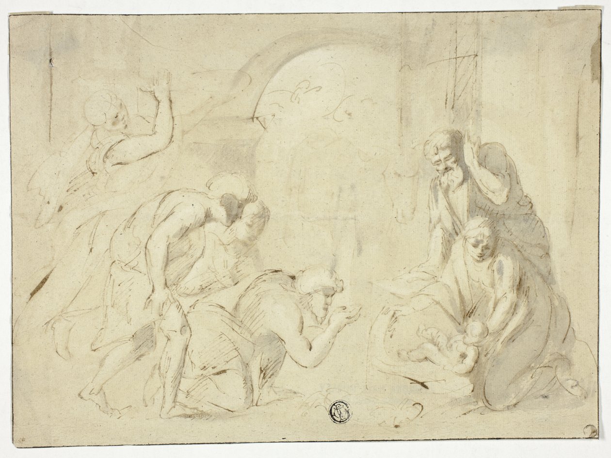 Adoración de los pastores de Nicolas Poussin