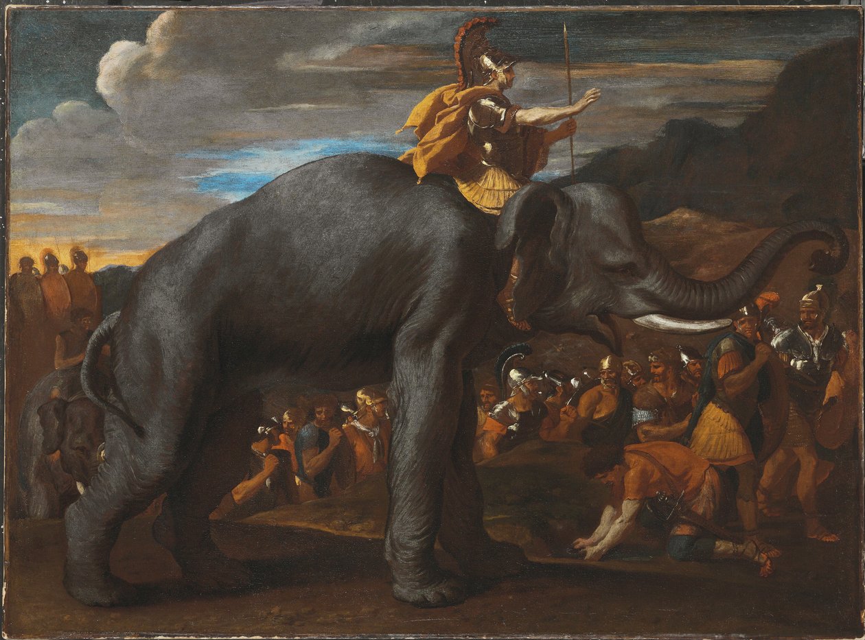 Aníbal Cruzando los Alpes en un Elefante de Nicolas Poussin