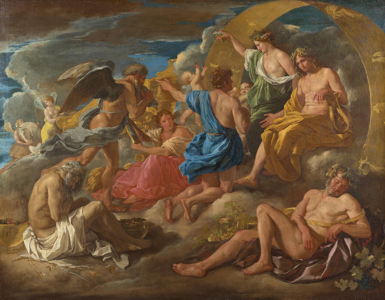 Helios und Phaëton mit Saturn und den vier Jahreszeiten de Nicolas Poussin