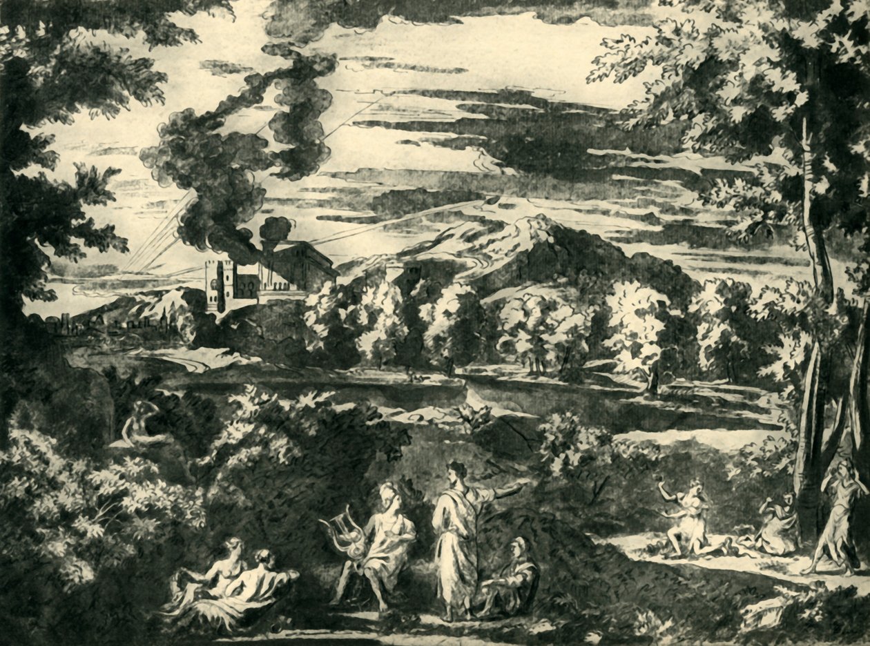 Paisaje con Orfeo y Eurídice, mediados del siglo XVII, 1943 de Nicolas Poussin