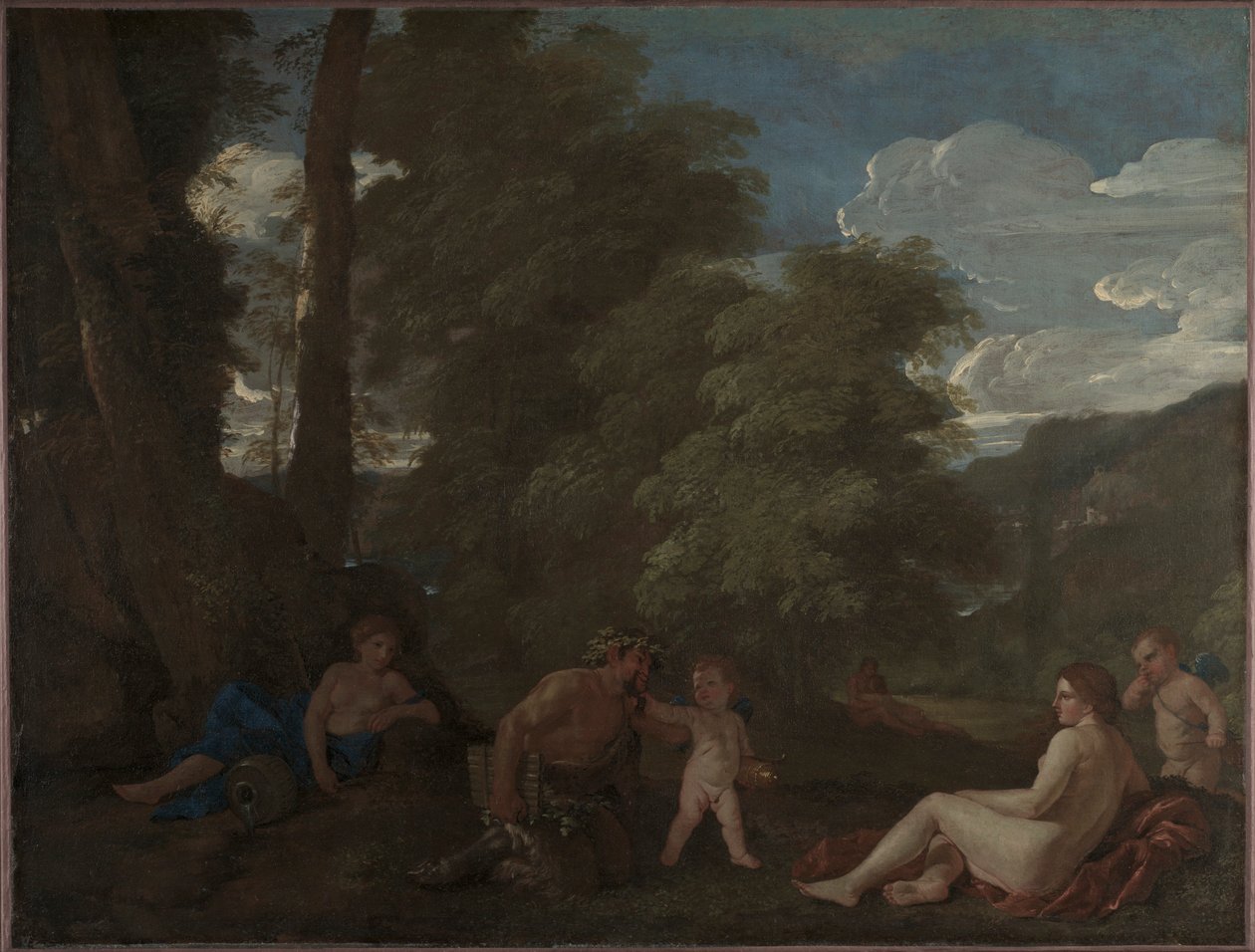 Ninfas y un sátiro Amor Vincit Omnia, c. 1625-1627 de Nicolas Poussin