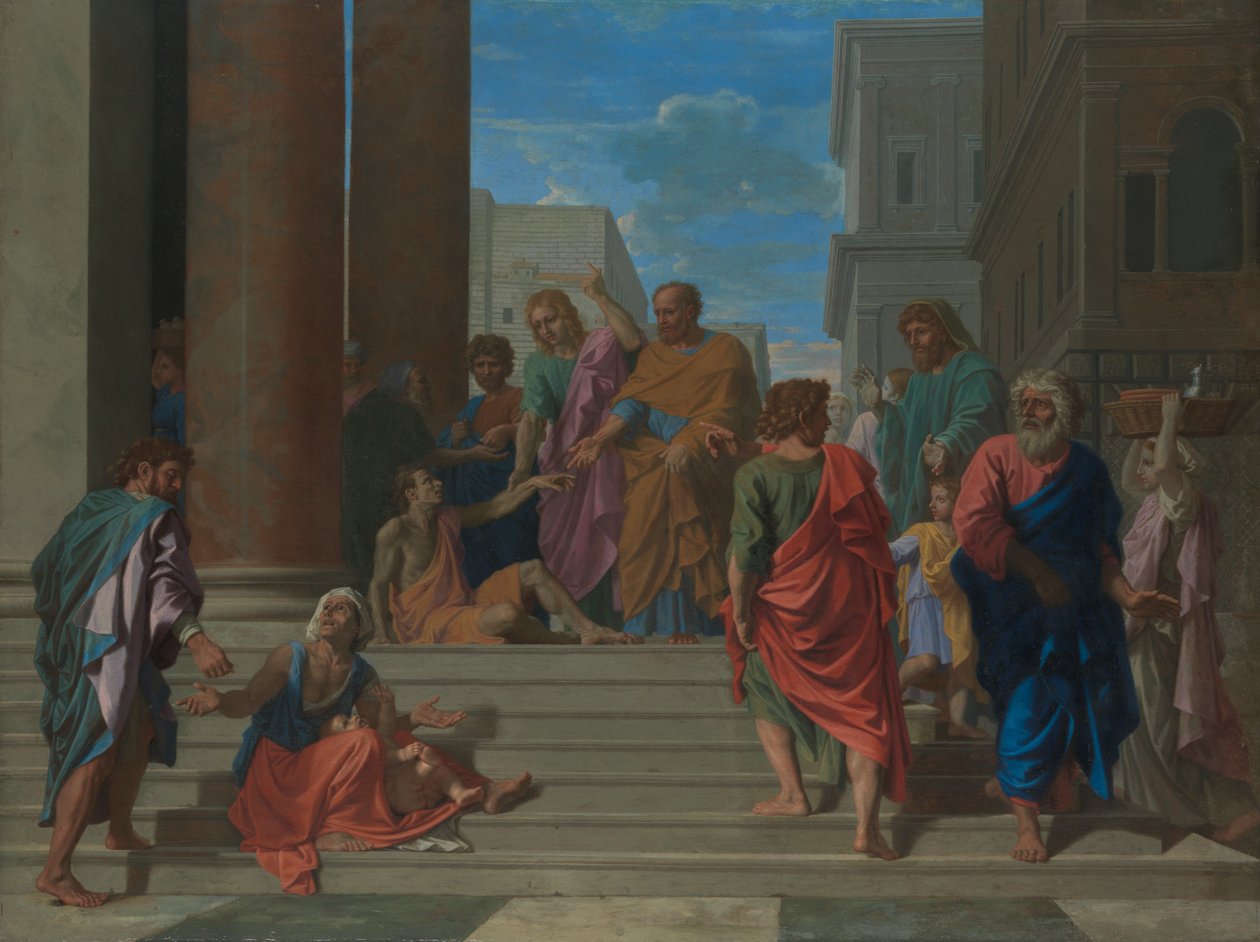 San Pedro y San Juan Sanando al Hombre Cojo, 1655 de Nicolas Poussin