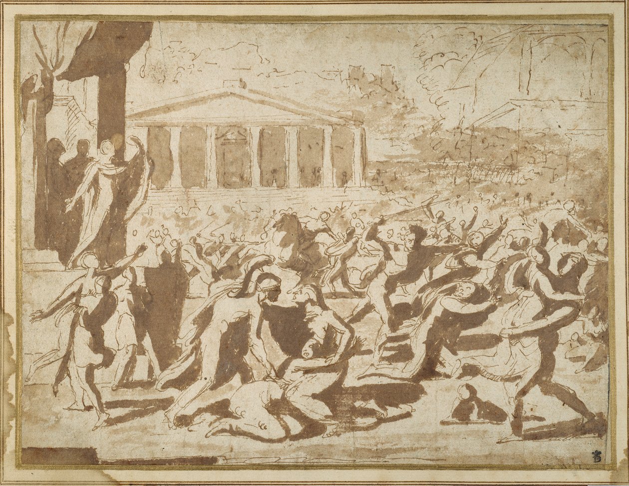 Estudio para el rapto de las sabinas, c.1633 de Nicolas Poussin