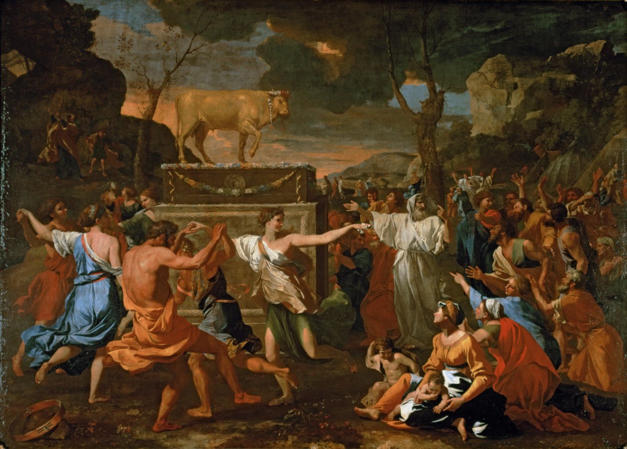 La adoración del becerro de oro ... de Nicolas Poussin