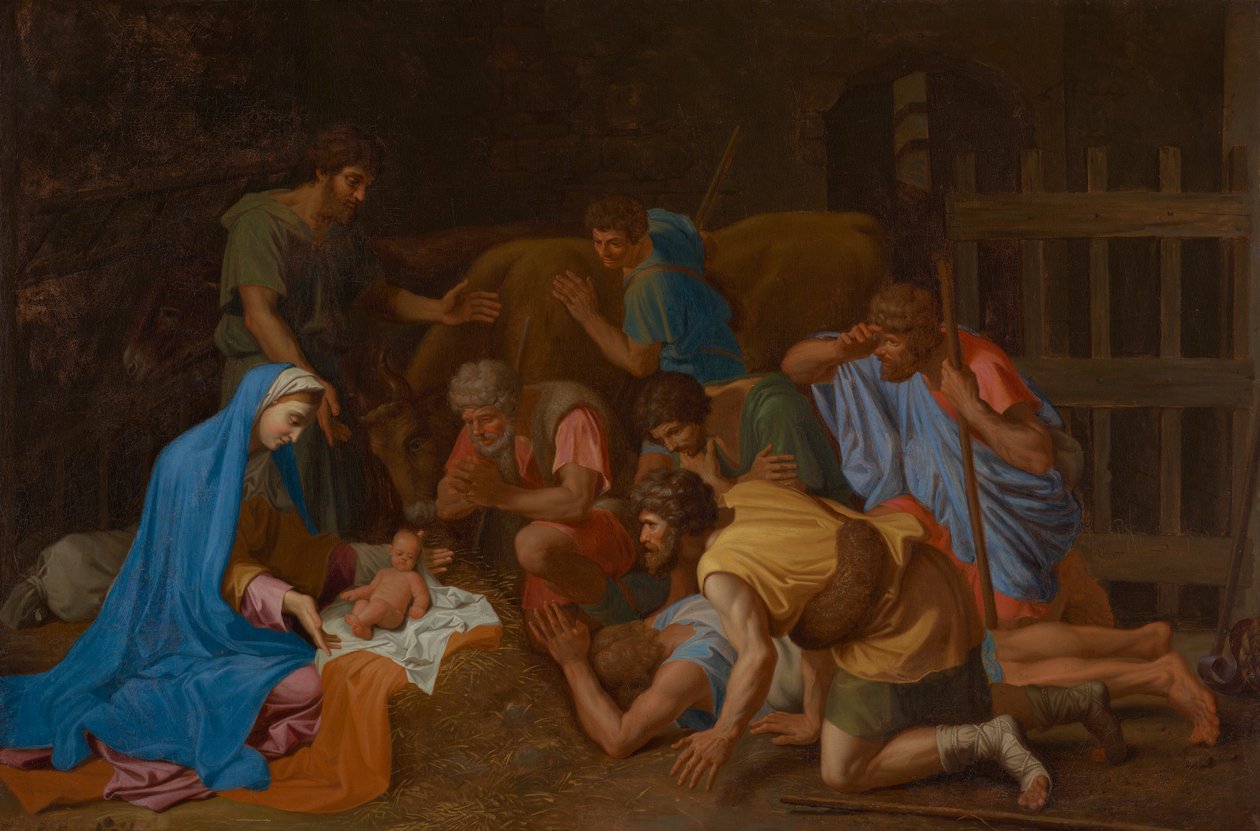 La adoración de los pastores de Nicolas Poussin