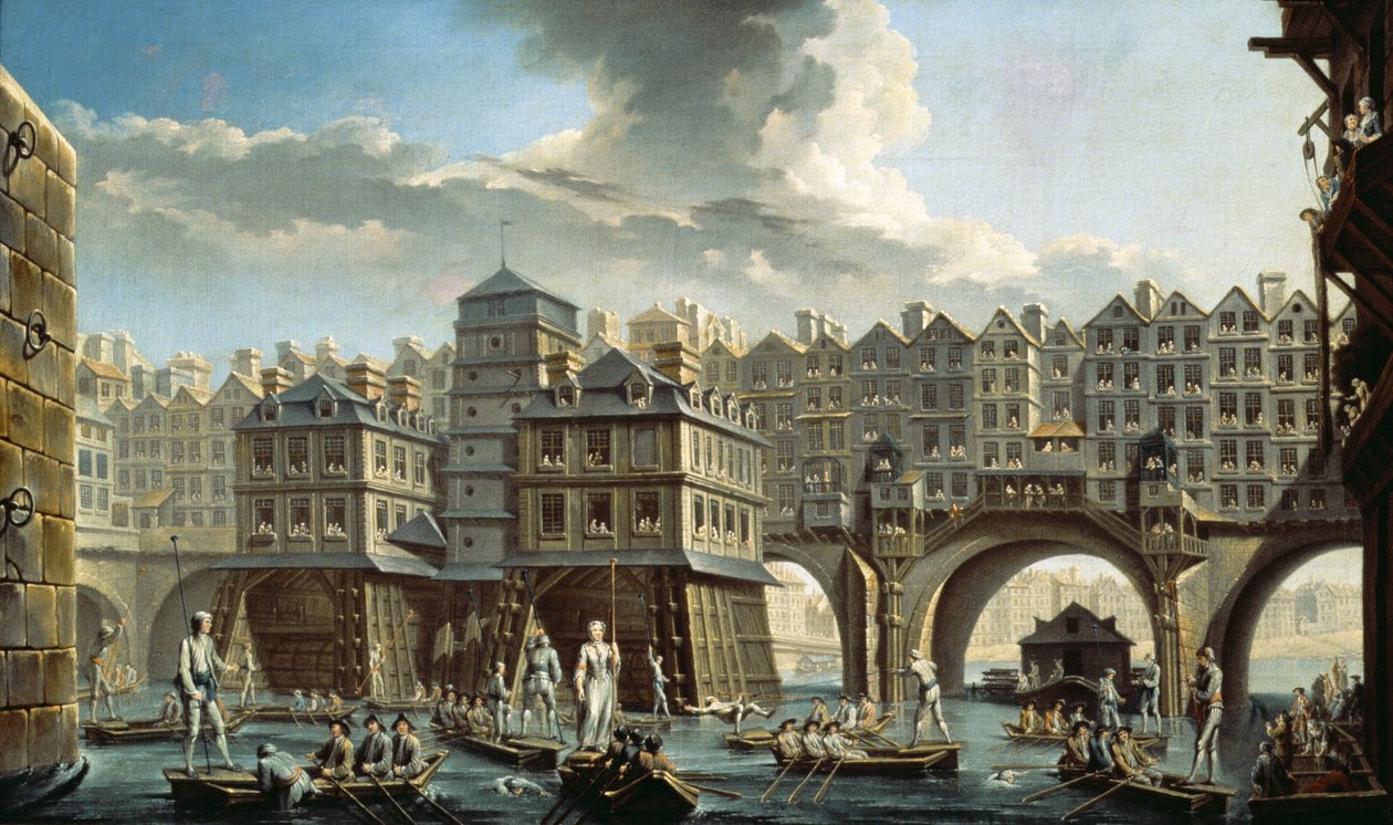 El concurso de los barqueros frente al Pont Neuf, París de Nicolas Raguenet