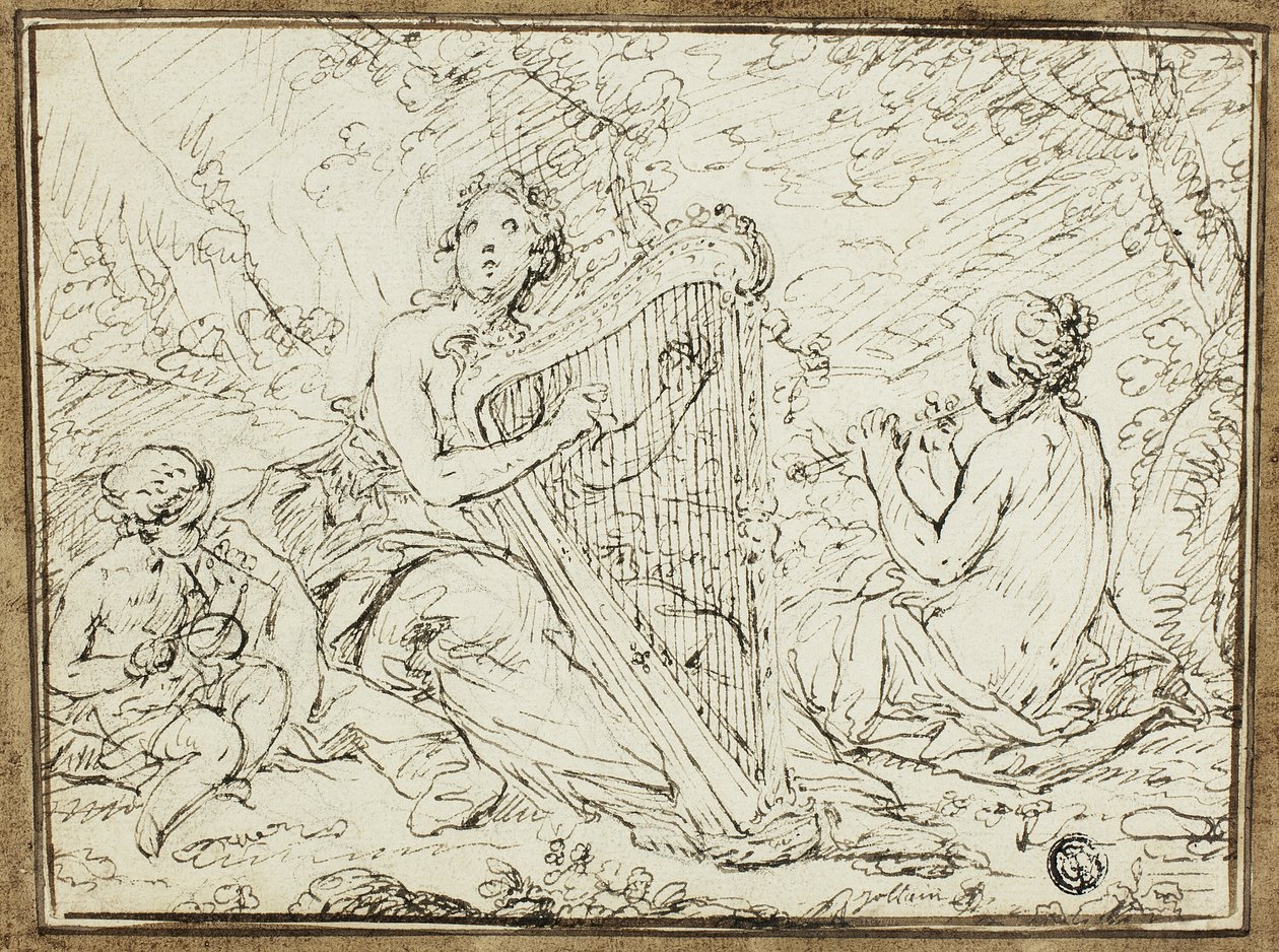 Ninfas tocando instrumentos musicales de Nicolas Rene Jollain