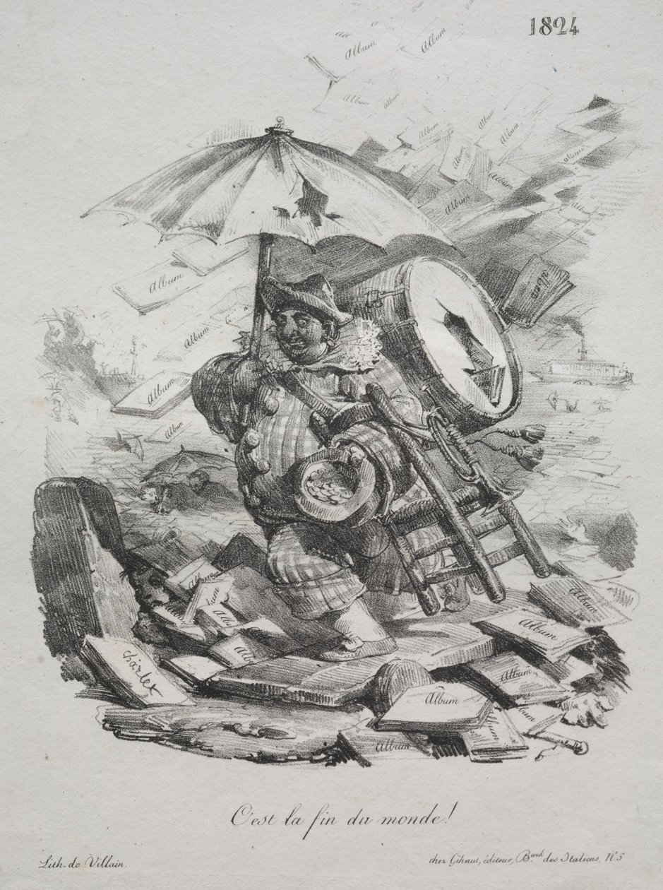 Bocetos litográficos: ¡Es el fin del mundo! portada, 1824 de Nicolas Toussaint Charlet