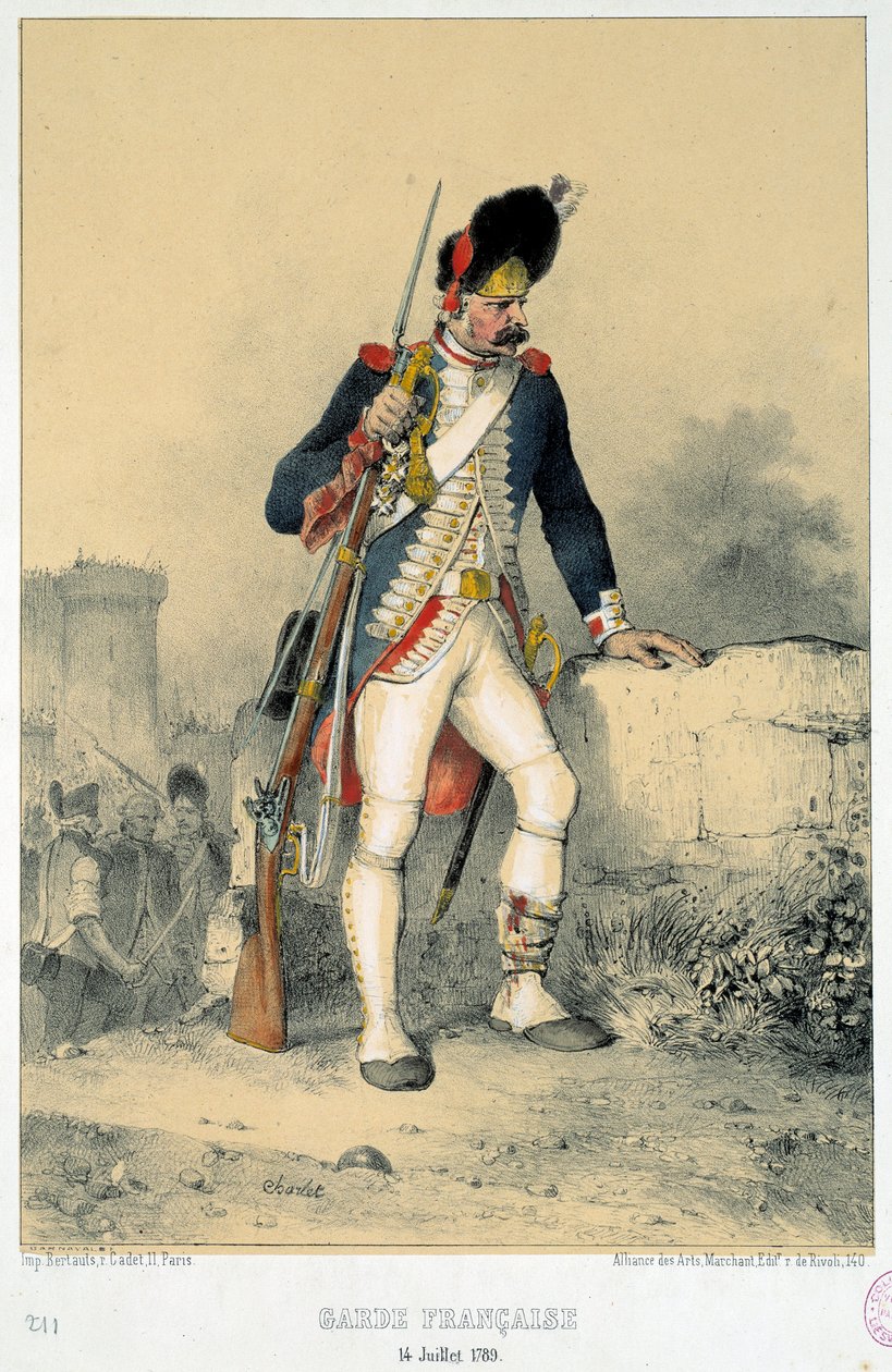 Miembro de la guardia francesa (14 de julio de 1789). Grabado por Nicolas Toussaint Charlet (1792-1845) de Nicolas Toussaint Charlet