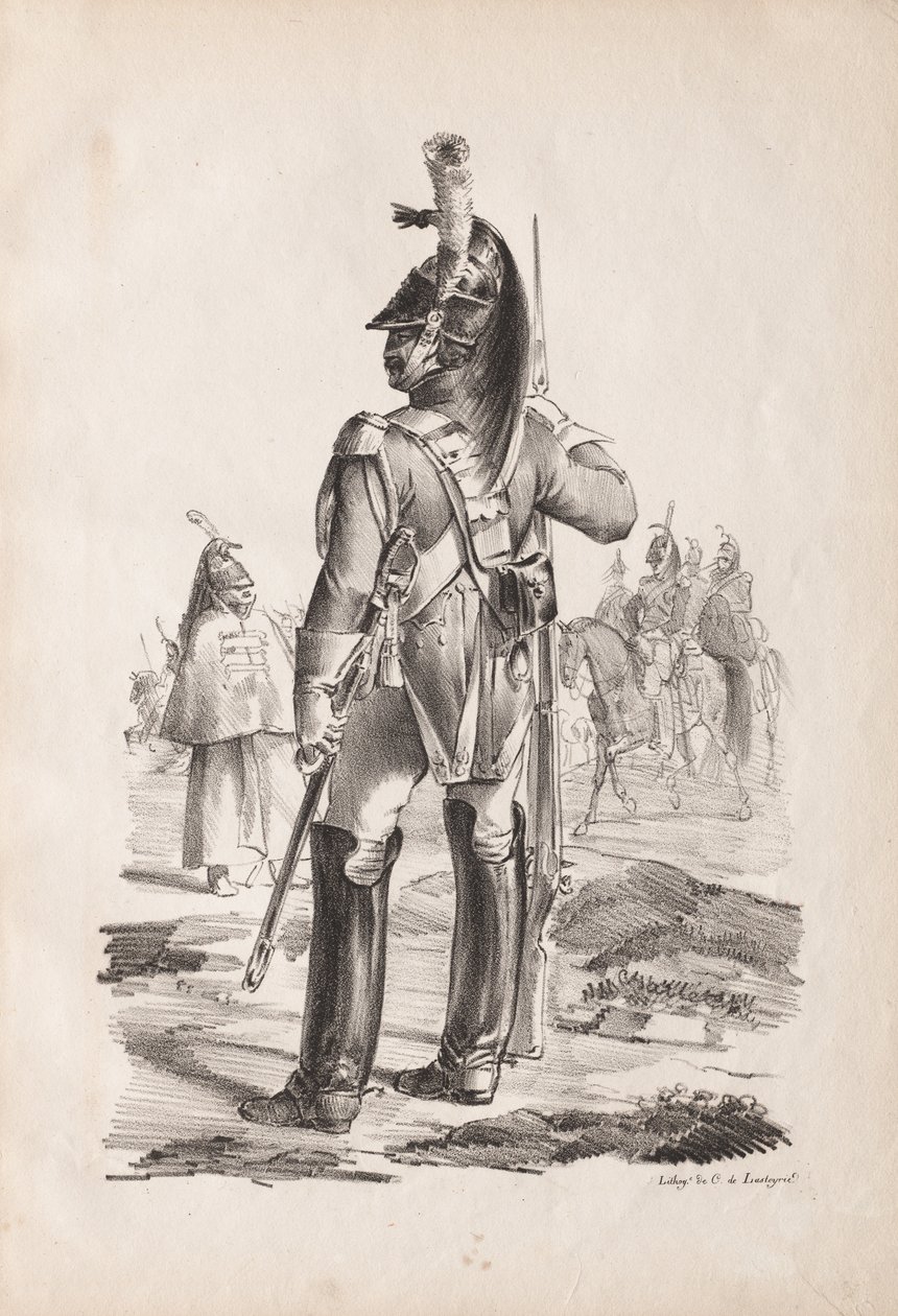 Trajes militares: Granadero de la Guardia Real, 1814-18 de Nicolas Toussaint Charlet