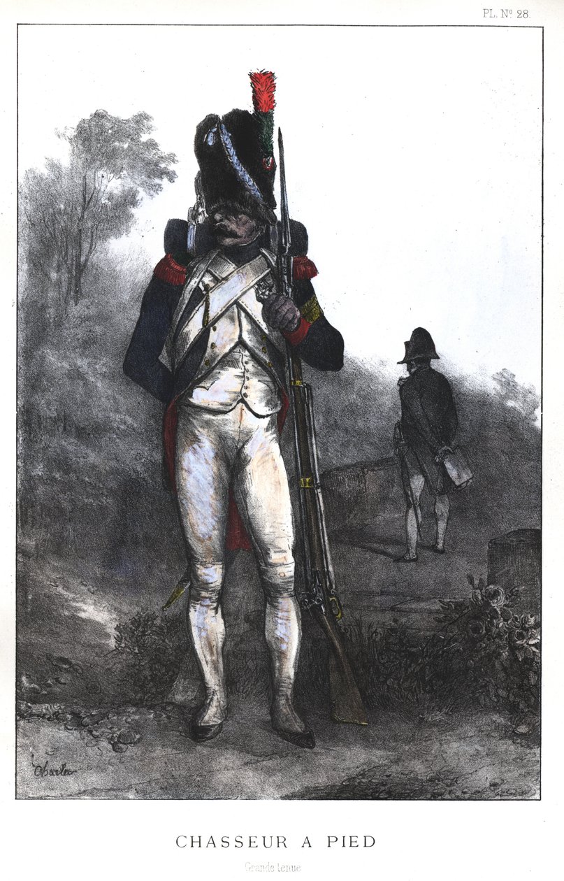 Guerras Napoleónicas, Cazador a pie de la Guardia Imperial con uniforme completo, 1845 de Nicolas Toussaint Charlet