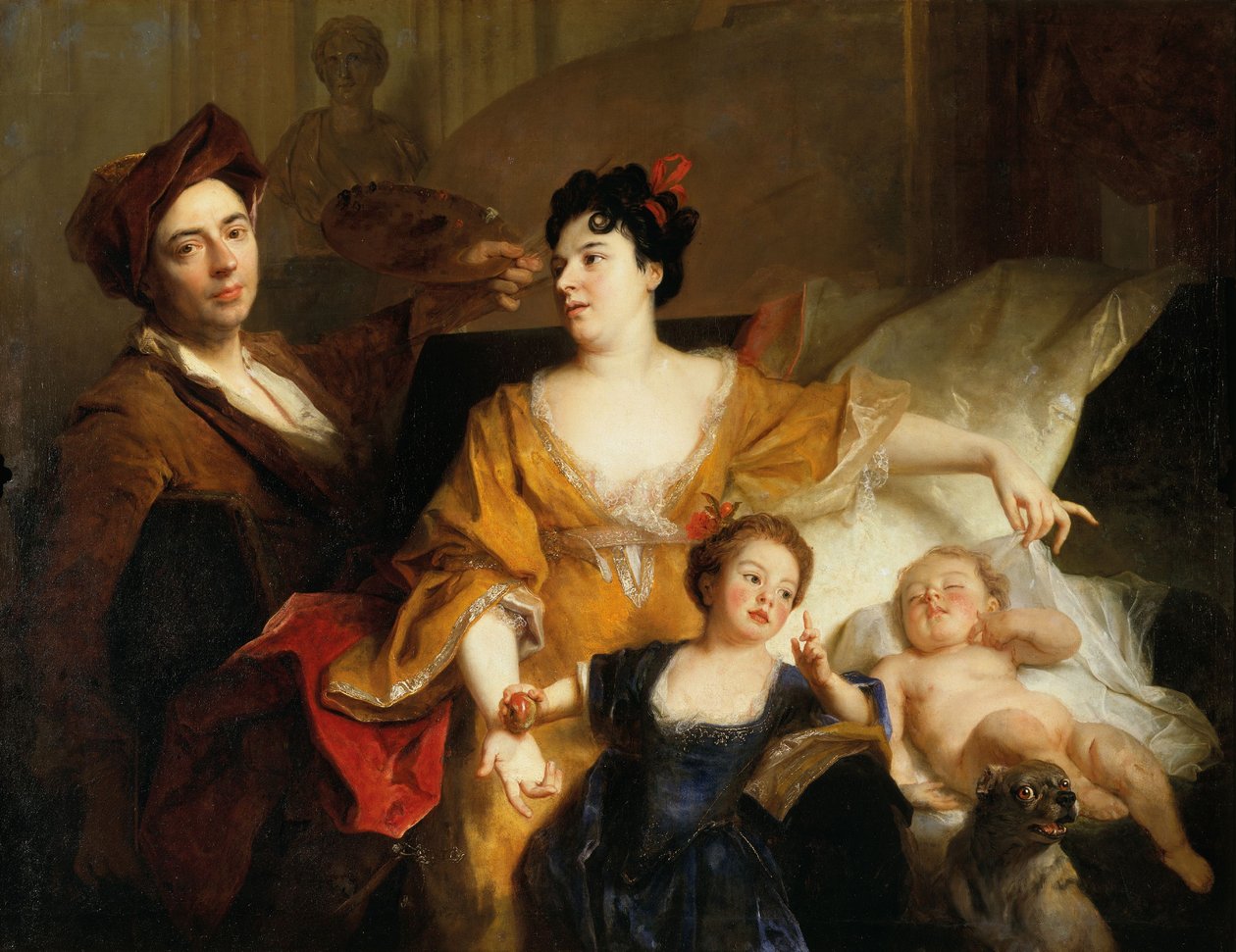 Autorretrato del artista con su familia, c.1704 (óleo sobre lienzo) de Nicolas de Largillière