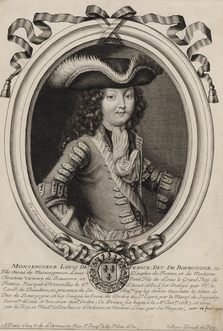 Retrato grabado de Luis, Duque de Borgoña (1682-1712) de Nicolas de Larmessin