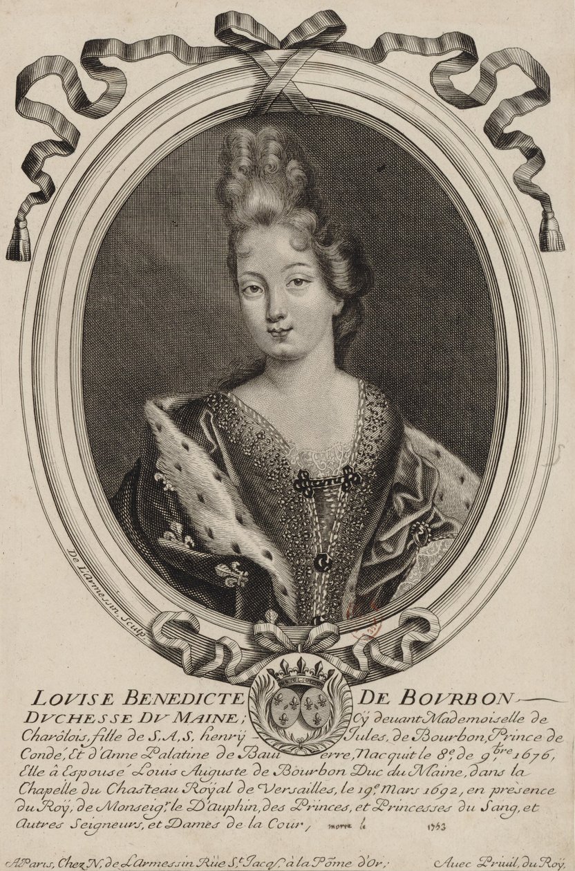 Grabado de Louise Bénédicte de Bourbon (Duquesa de Maine), por Nicholas de Larmessin de París hacia 1690 de Nicolas de Larmessin