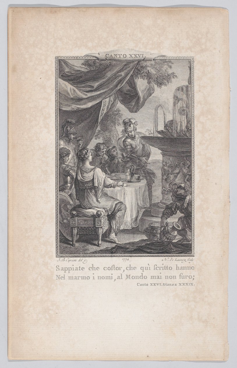 Canto 26, Estrofa 39, de Orlando Furioso, 1774 de Nicolas de Launay