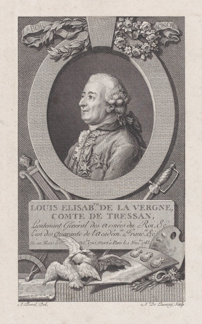 Retrato de Louis Elisabeth de La Vergne, Conde de Tressan, 1783-92 de Nicolas de Launay