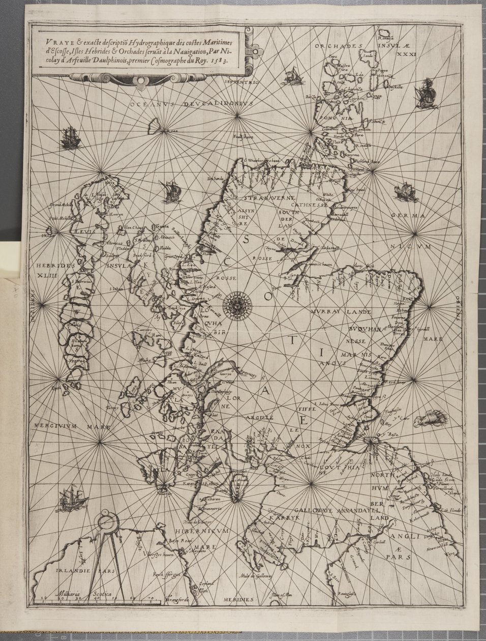 Mapa, de La Navegación del Rey Jacobo V, alrededor de Escocia, las Islas Orcadas y las Hébridas o Islas Occidentales: Bajo la Conducción de Ese Excelente Piloto Alexander Lindsay de Nicolas de Nicolay
