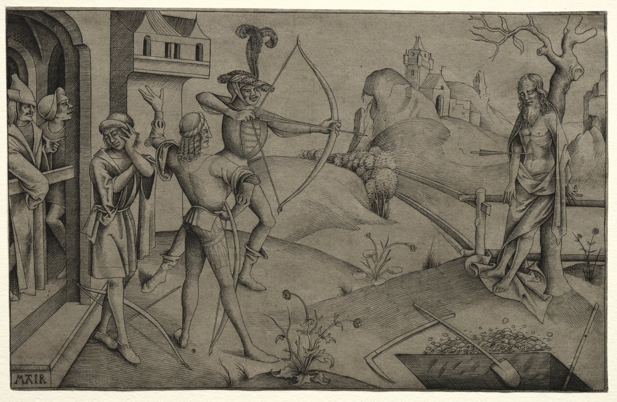 Los hijos del rey disparando al cuerpo de su padre muerto de Nicolaus Alexander Mair von Landshut