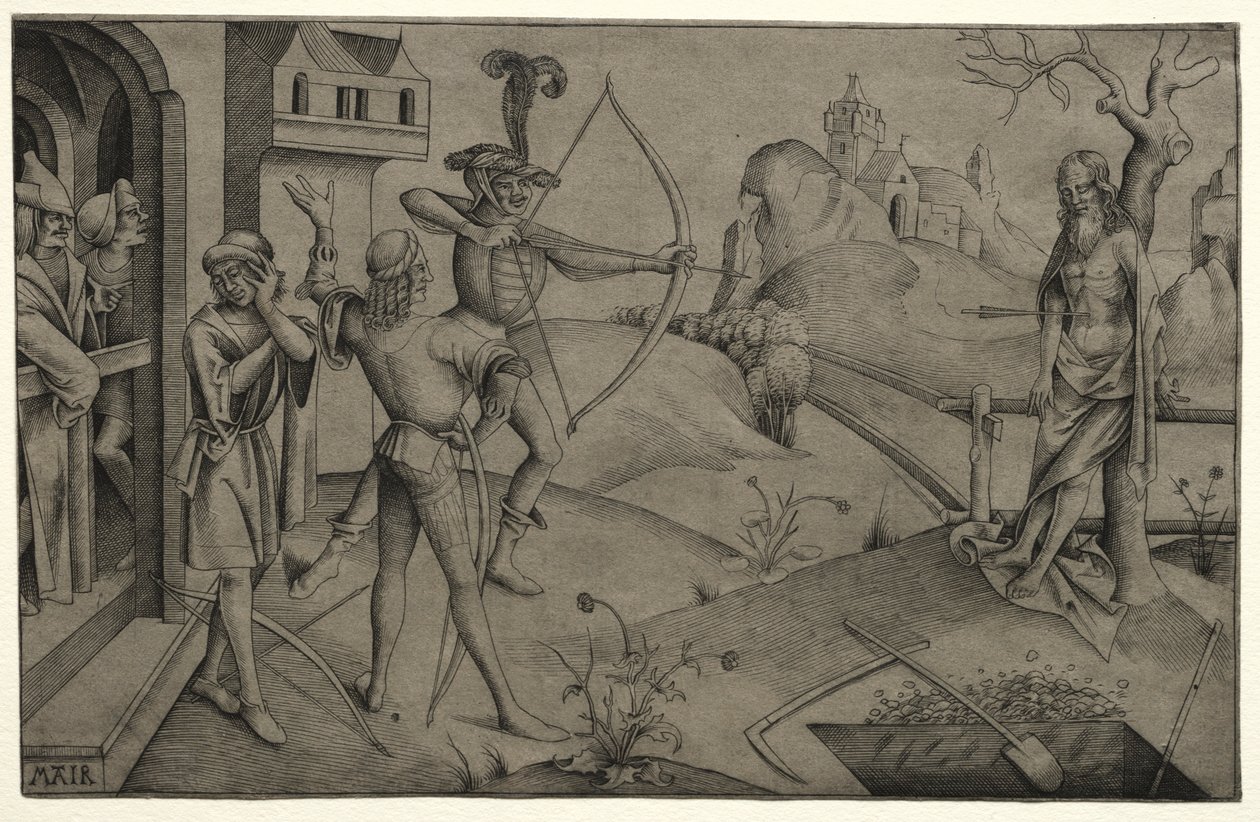 Los hijos del rey disparando al cuerpo de su padre muerto de Nicolaus Alexander Mair von Landshut