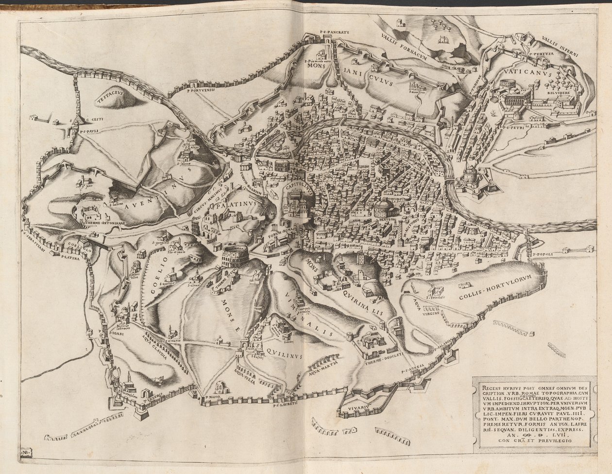 Mapa Topográfico de la Antigua Roma de Nicolaus Beatrizet