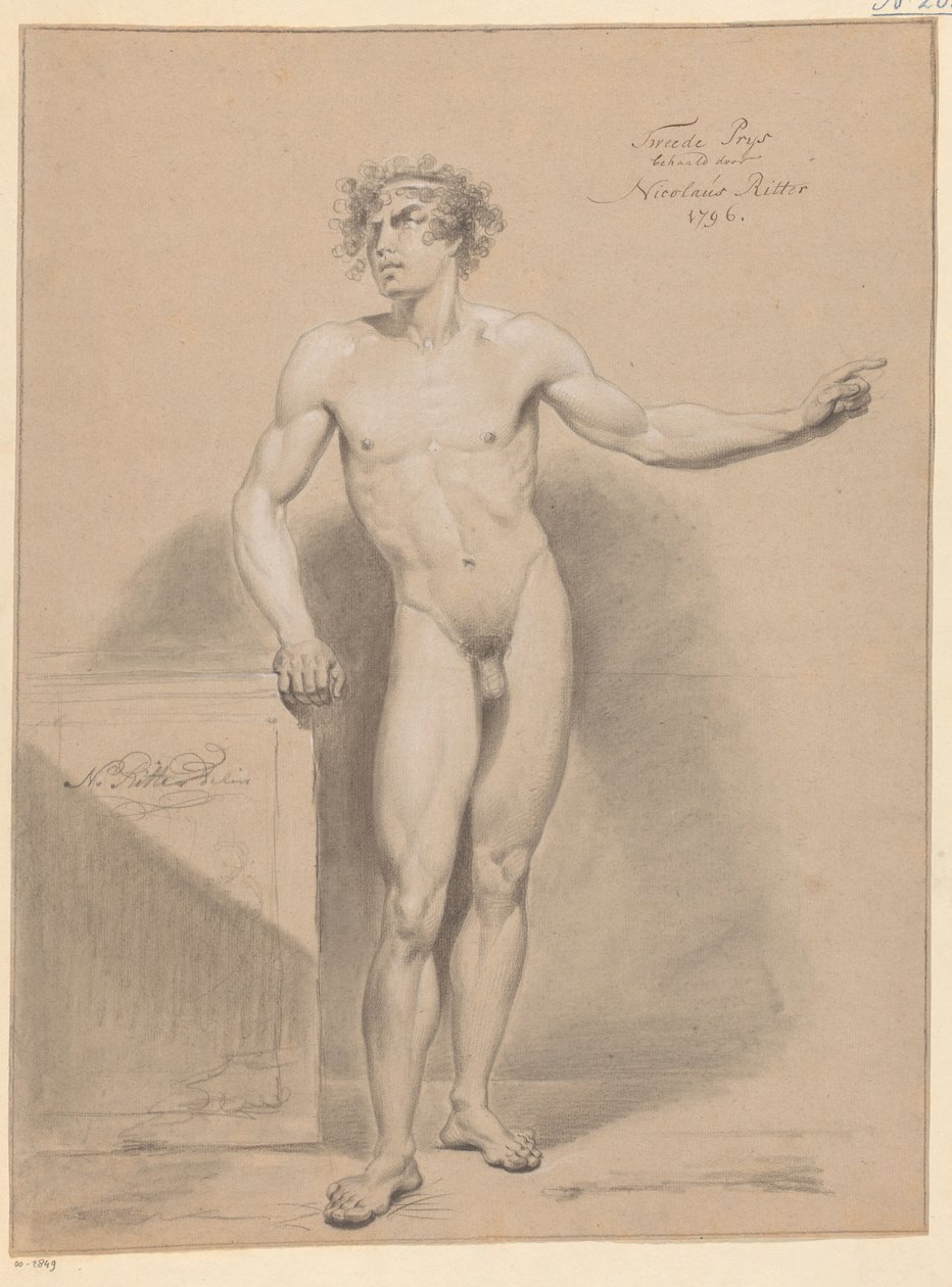 Desnudo masculino de pie, visto de frente (2º premio 1796) de Nicolaus Ritter jr.