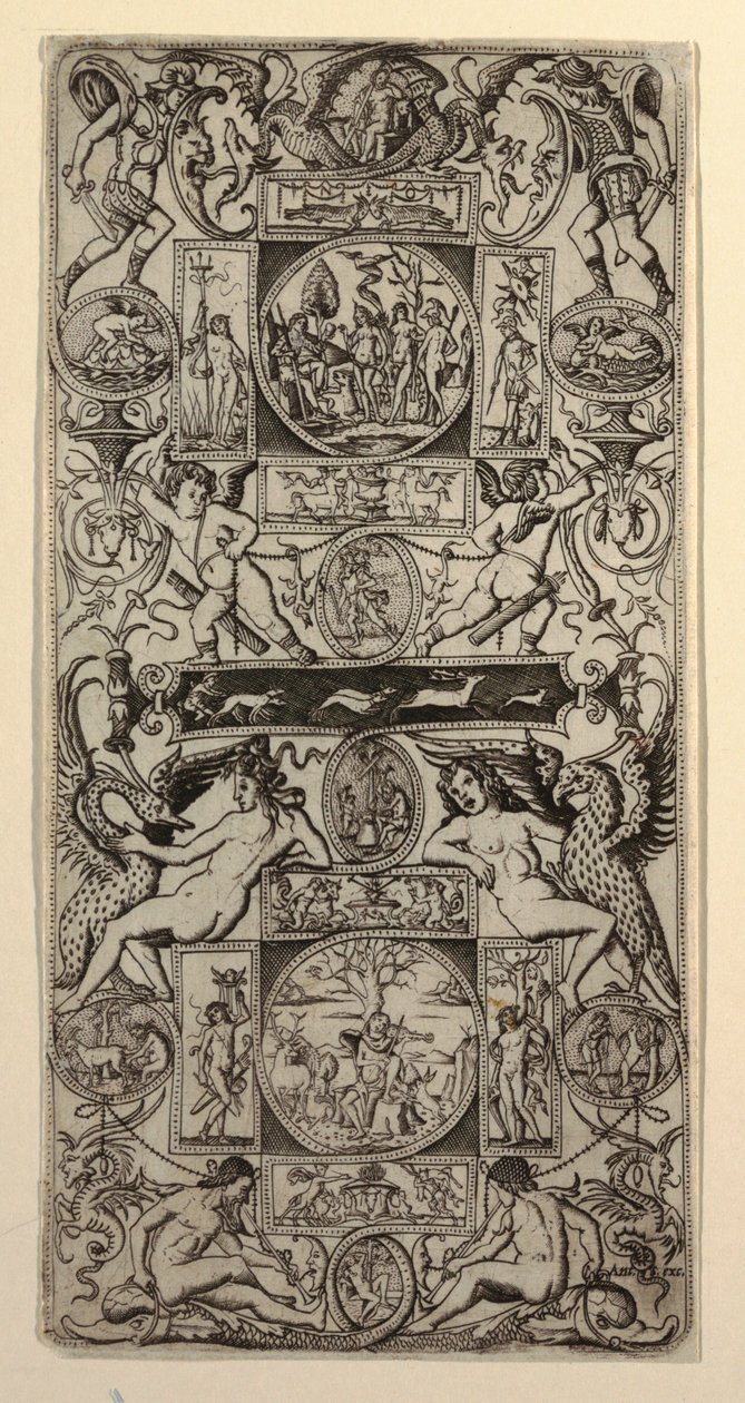 Panel de Ornamento con Orfeo y el Juicio de Paris de Nicoletto da Modena