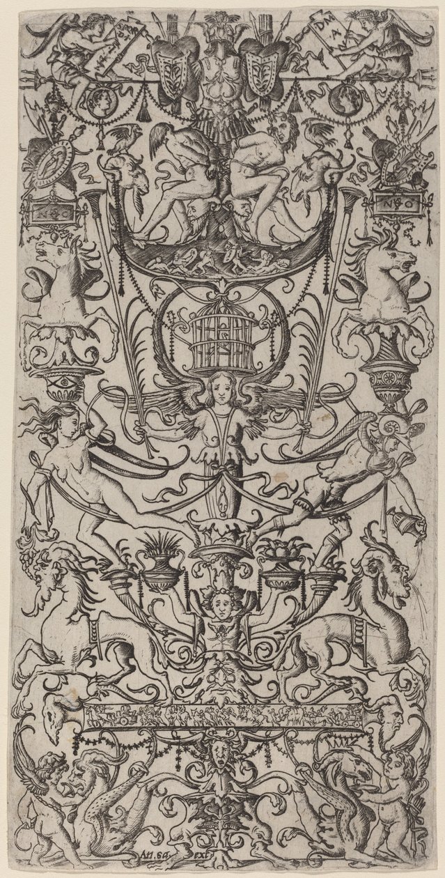 Panel de Ornamento con una Jaula de Pájaros de Nicoletto da Modena