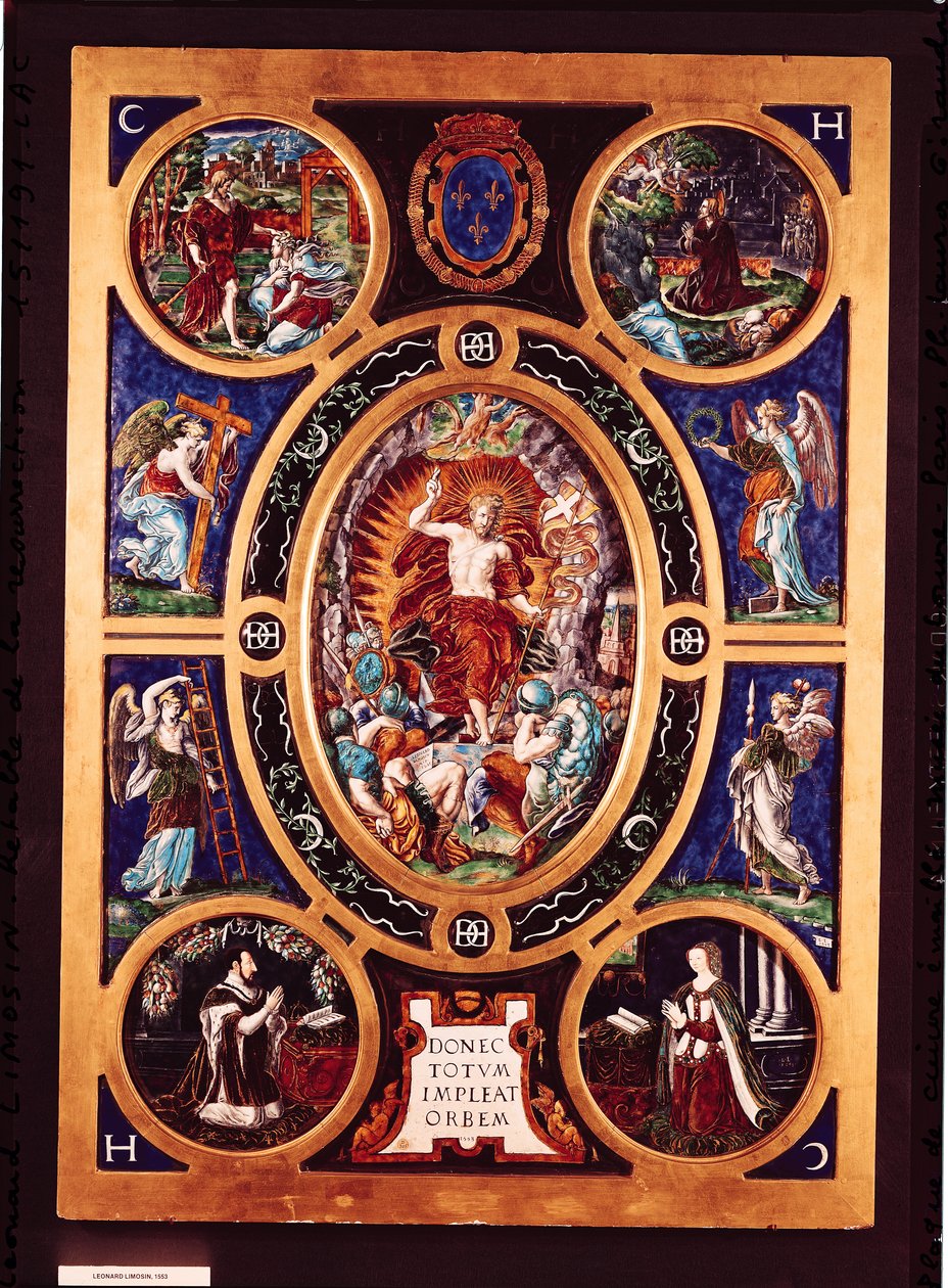 Retablo de Sainte-Chapelle, que representa la Resurrección, esmaltado por Leonard Limosin (1505-76) 1553 de Nicolo dell Abate