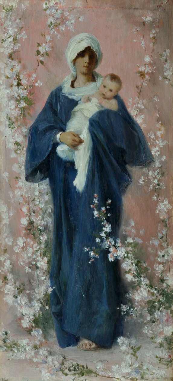 Madonna de primavera (óleo sobre tabla) de Nicolo Barabino