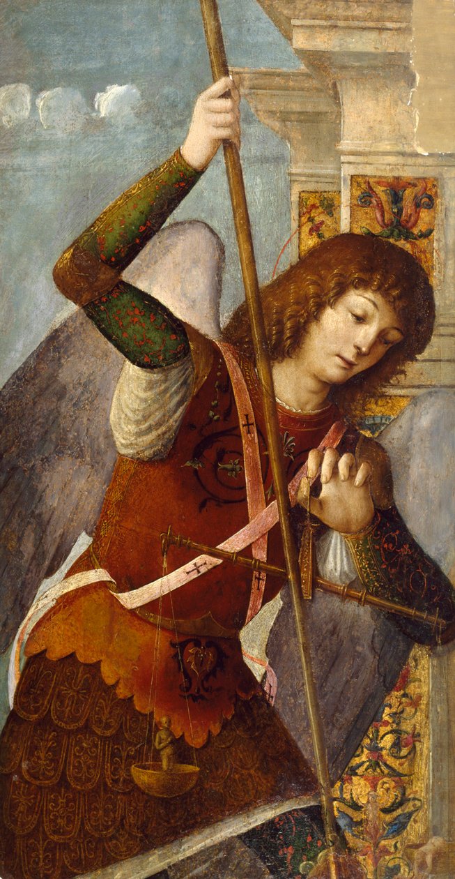 Panel de tríptico con el Arcángel Miguel, 1490-1500 de Nicolo Rondinelli