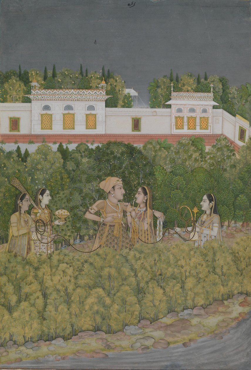 Príncipe y damas en un jardín de Nidha Mal