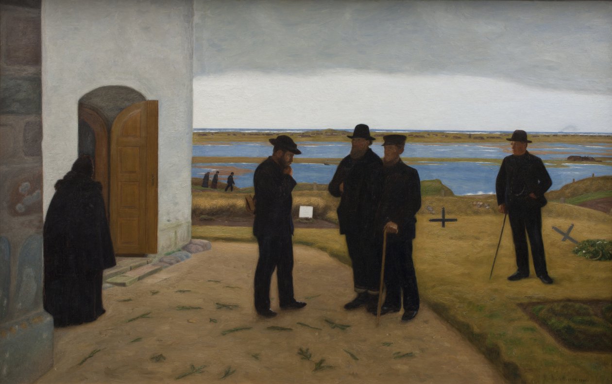 Gente fuera de una iglesia. Harboøre, Jutlandia de Niels Jakob Jakobsen Bjerre