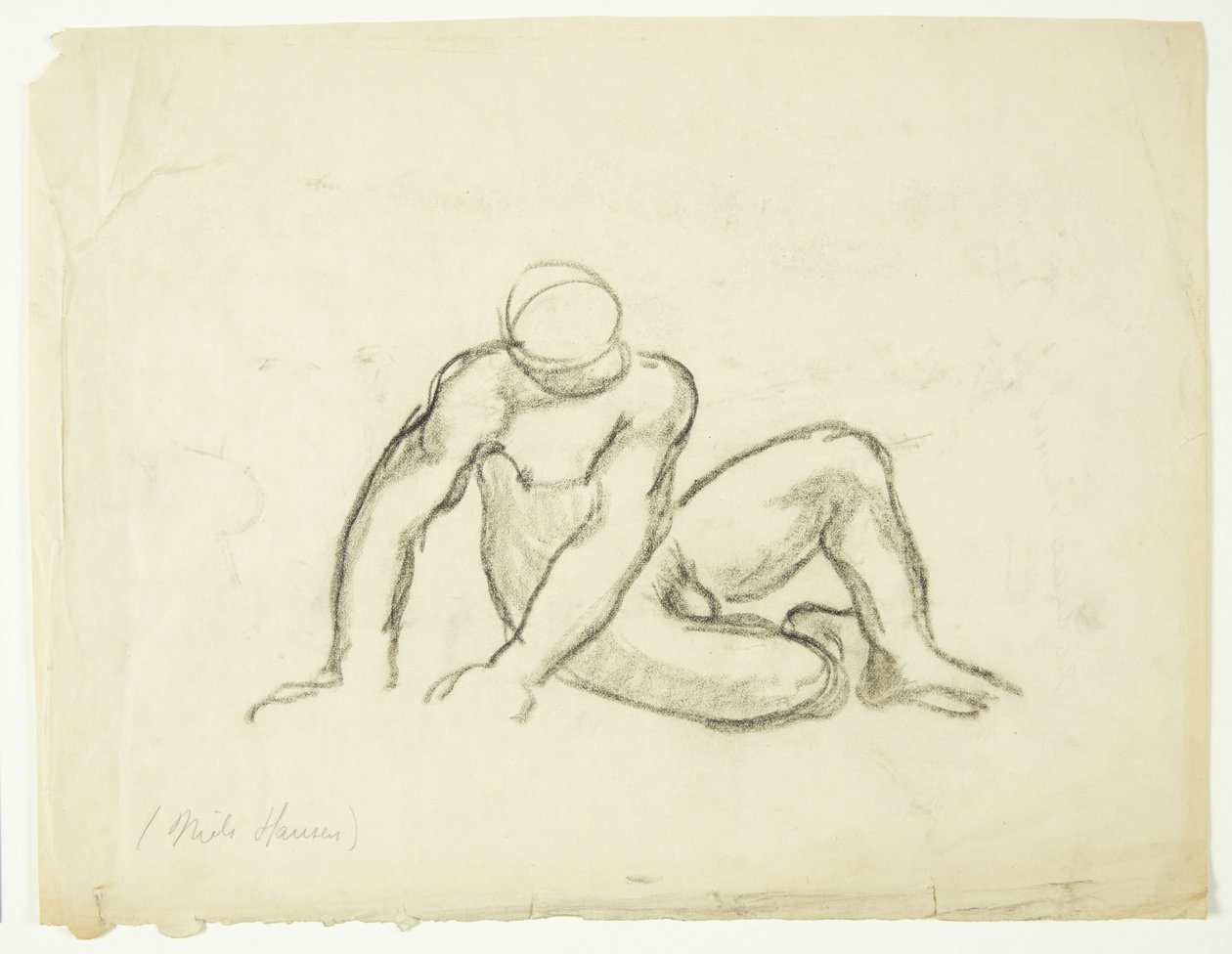 Estudio de hombre desnudo sentado de Niels Hansen