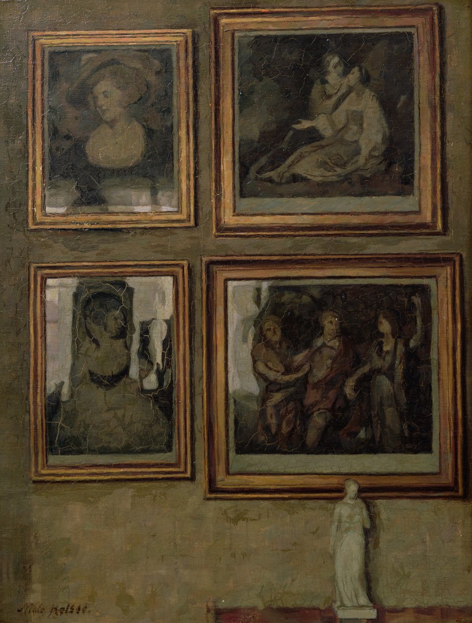 Interior con pinturas y una figurilla de Niels Holsoe