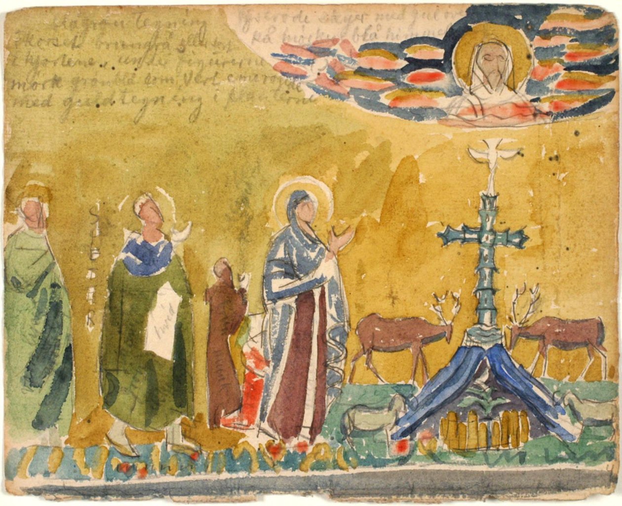 Copia de un mosaico paleocristiano, con notas de Niels Larsen Stevns