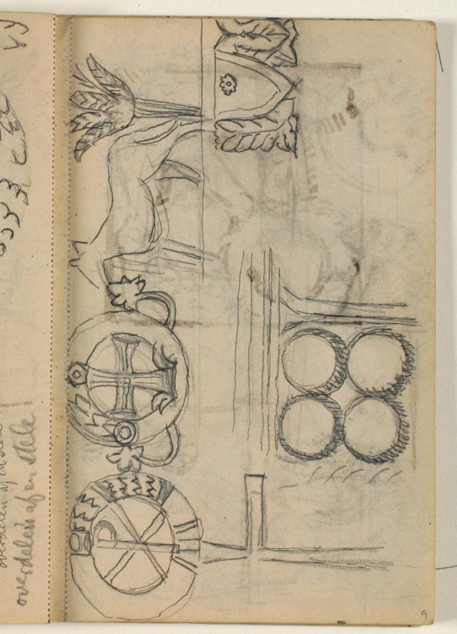 Estudios de diferentes ornamentos funerarios de Niels Larsen Stevns