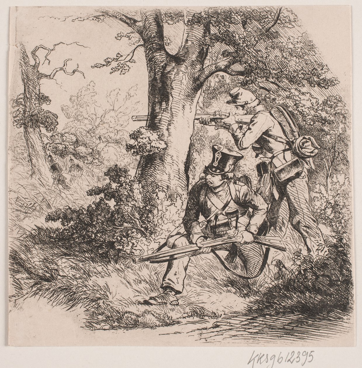 Soldados en un bosque. Escaramuza en Vejle de Niels Simonsen