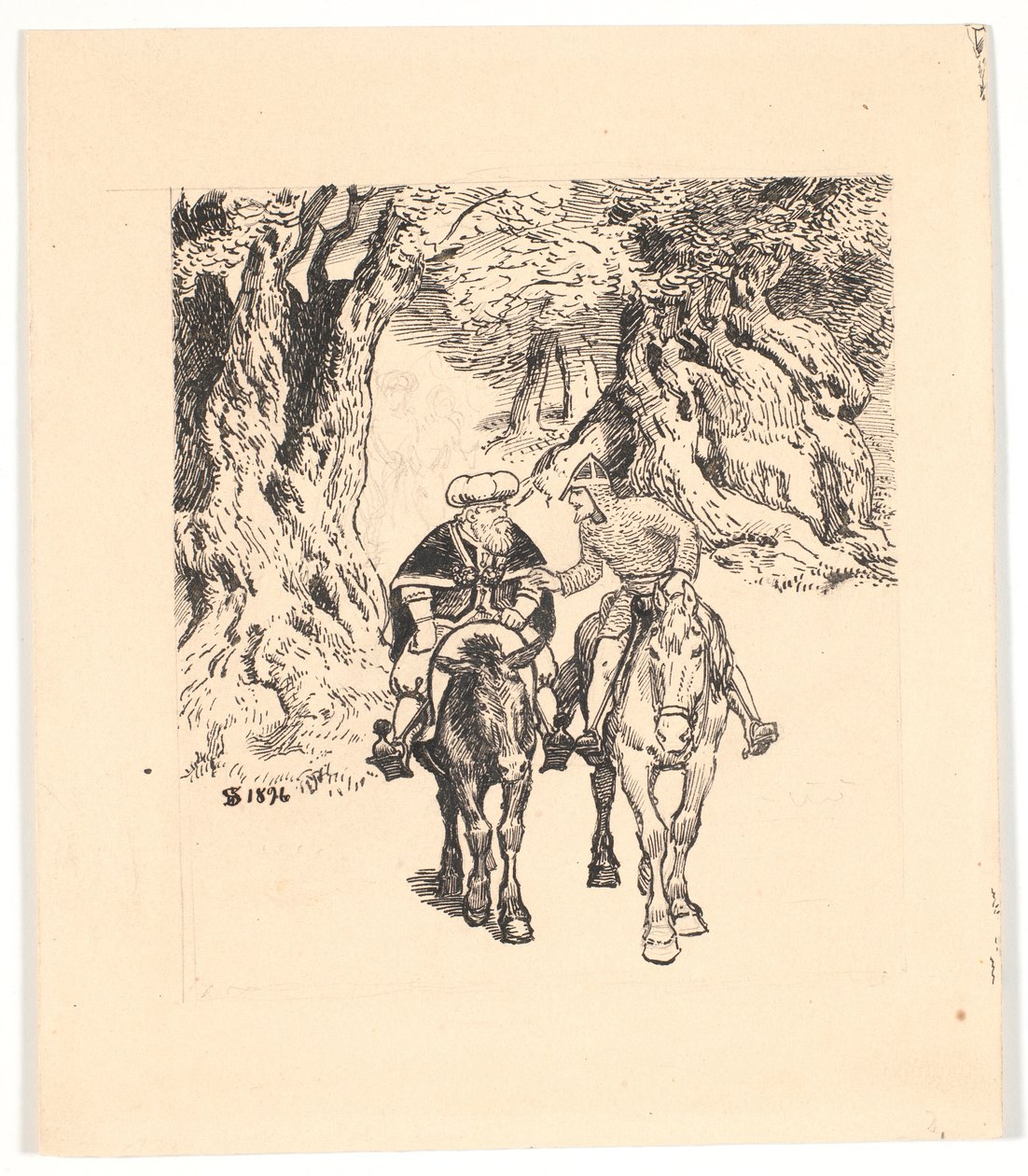 Gane y Blancandrins cabalgando de Niels Skovgaard