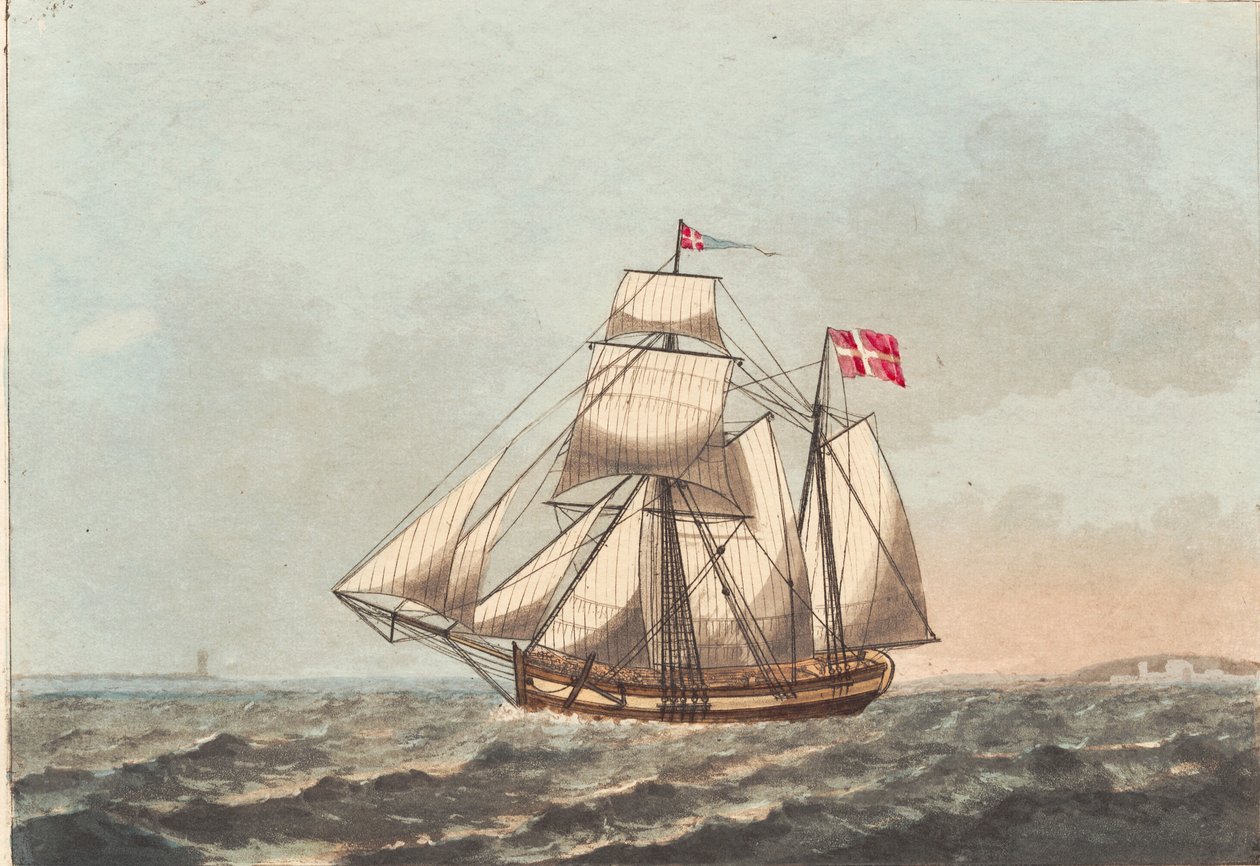 Una galeaza danesa, vista a sotavento, con viento lateral de Niels Truslew
