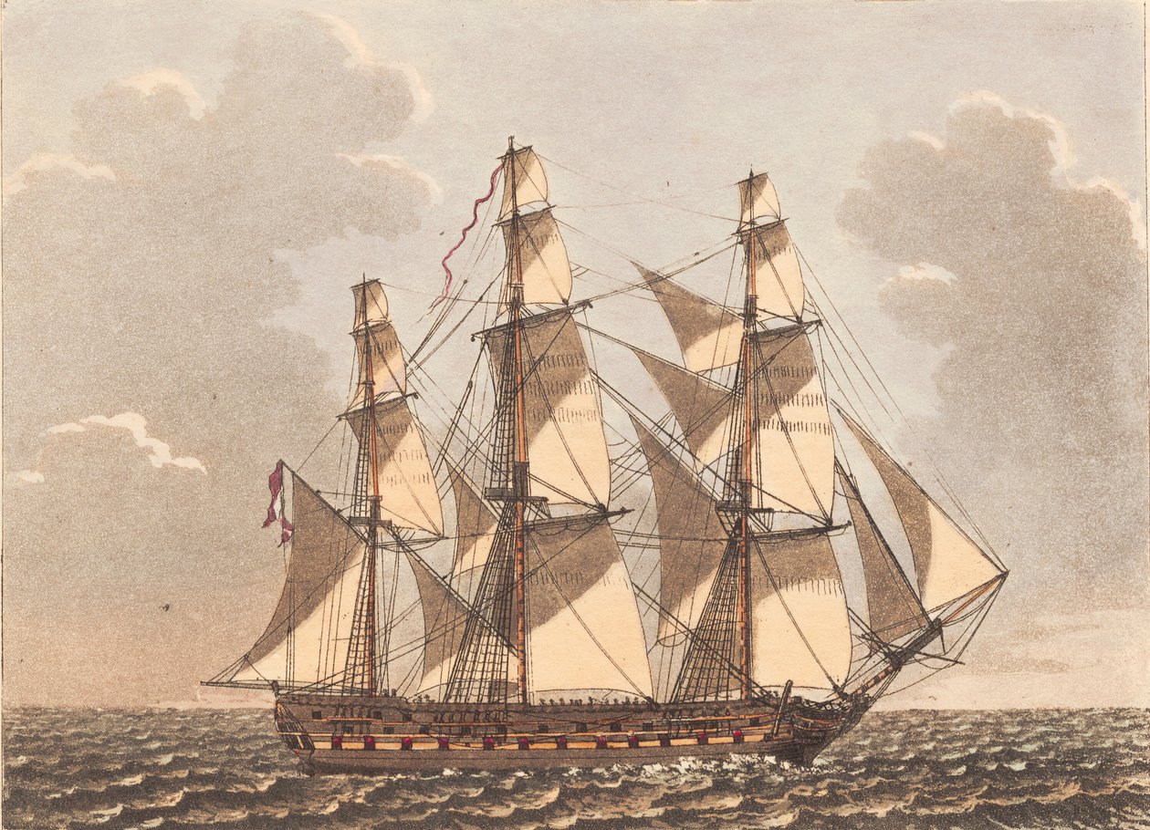 Un barco de guerra danés, visto a barlovento con viento lateral de Niels Truslew