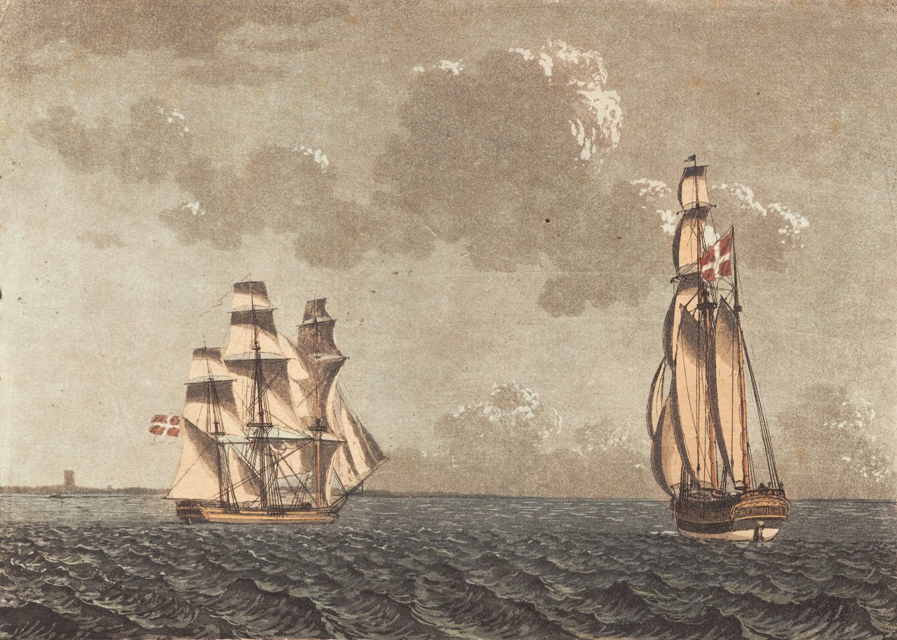 Un barco virando y una galera con viento lateral de Niels Truslew