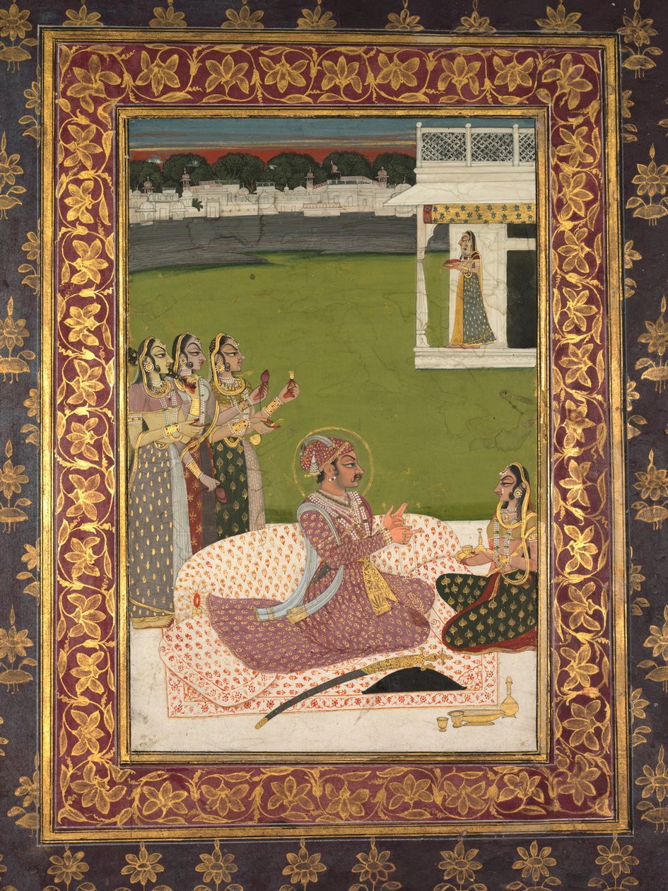 Retrato del Maharajá Savant Singh con Consorte, Bani Thani de Nihal Chand