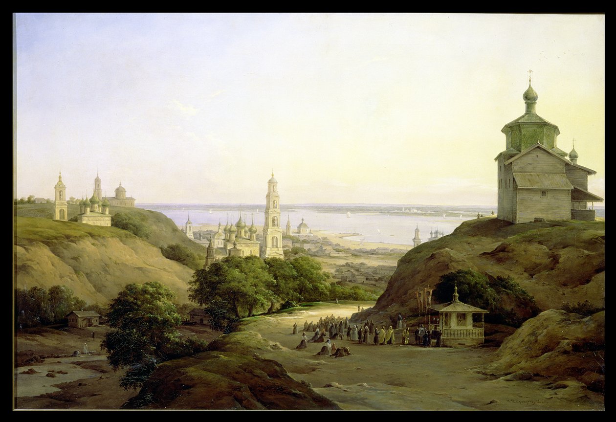 Vista de Yuryevets, en el Volga, 1851 de Nikanor Grigor