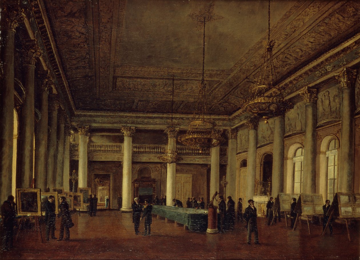 Vista interior de la Casa de Dmitry Naryshkin durante una reunión de la Sociedad para el Fomento de las Artes, 1825 de Nikanor Grigoryevich Chernetsov