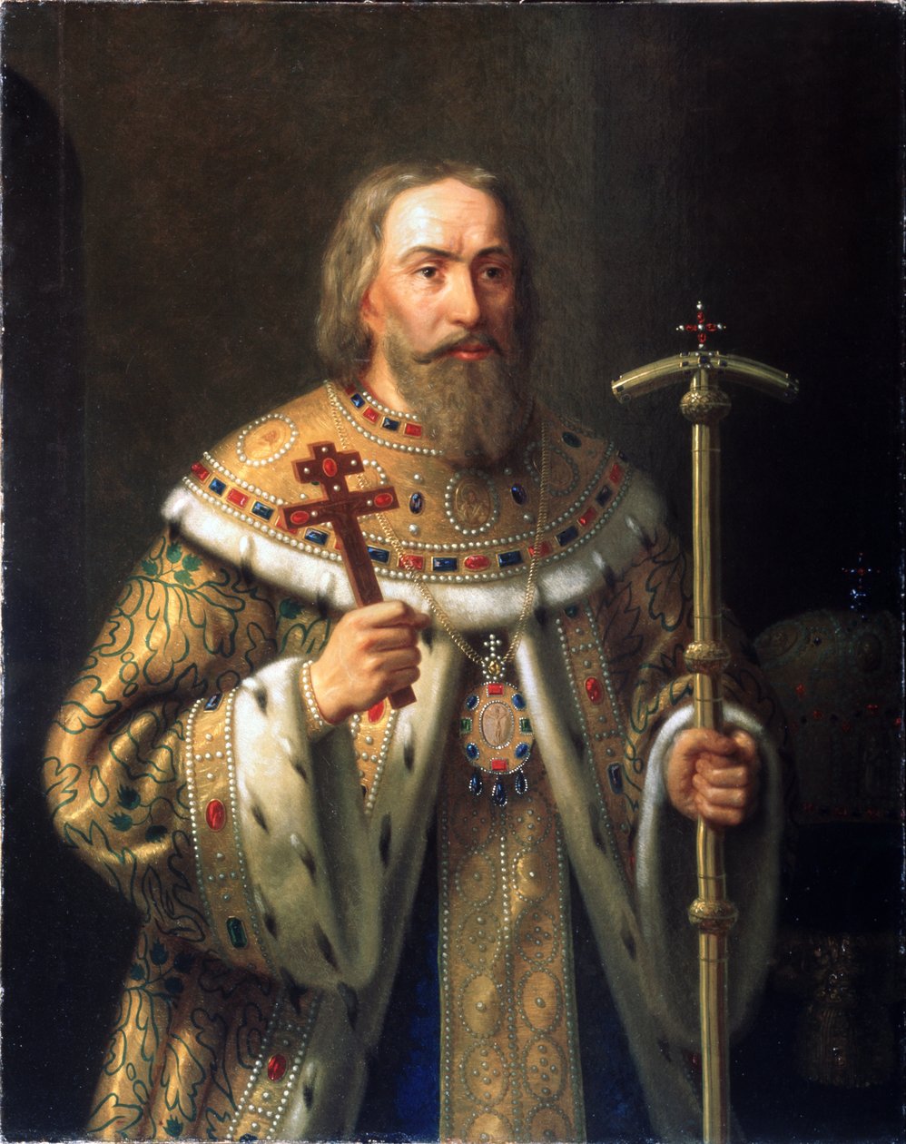 Retrato del Patriarca Filaret de Moscú Fyodor Nikitich Romanov 1553-1633, mediados del siglo XIX de Nikanor Leontievich Tiutriumov