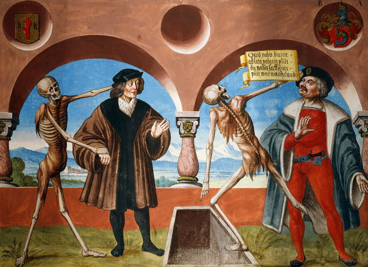 Muerte, consejero y administrador (alguacil) del ciclo La Danza de la Muerte por Albrecht Kauw de Niklaus Manuel